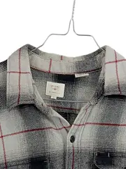 Vorschaubild 6 von Flanellhemd Herren M Kariert Grau Schwarz Rot Baumwolle Langarm