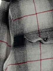 Vorschaubild 5 von Flanellhemd Herren M Kariert Grau Schwarz Rot Baumwolle Langarm