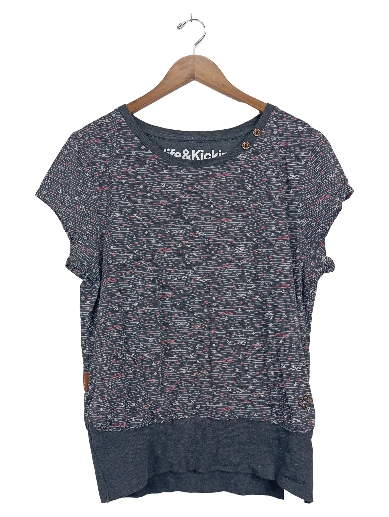 ALIFE & KICKIN Damen T-Shirt XL 42 Maritim Anker Muster Mehrfarbig