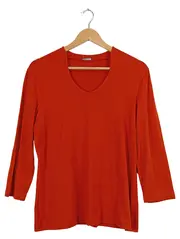 Vorschaubild 1 von Damen Shirt 3/4-Arm Orange Gr. 40 Basic V-Ausschnitt