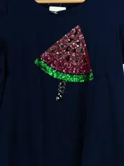 Vorschaubild 2 von Damen T-Shirt 40/L Blau Casual Wassermelone Pailletten Aufdruck