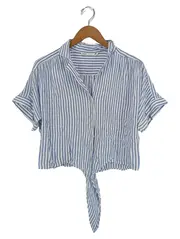 Vorschaubild 1 von Damen Hemdbluse M gestreift blau weiß Schleife Casual