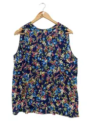 Vorschaubild 1 von Damen Top XL Blumenmuster Blau Ärmellos Viskose
