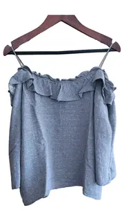 Vorschaubild 1 von Damen Top Shirt Blau Gr. 36/S Casual Rüschen