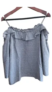 Vorschaubild 2 von Damen Top Shirt Blau Gr. 36/S Casual Rüschen