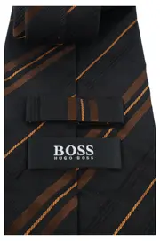 Vorschaubild 2 von Krawatte Herren Seide Schwarz Braun Gestreift Business Elegant
