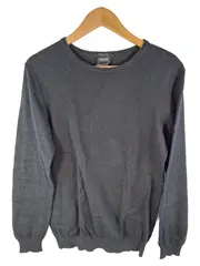 Vorschaubild 1 von Herren Pullover Basic Grau Langarm Rundhals Baumwolle Gr. S