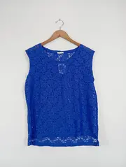 Vorschaubild 2 von Freizeitkleid Damen Blau Lochmuster Spitze Gr. 40/L Casual
