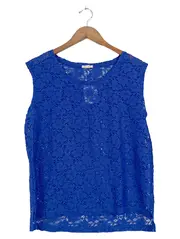 Vorschaubild 1 von Freizeitkleid Damen Blau Lochmuster Spitze Gr. 40/L Casual