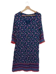 Vorschaubild 1 von Damen Freizeitkleid Gr. 36/S Blau geblümt Casual Viskose