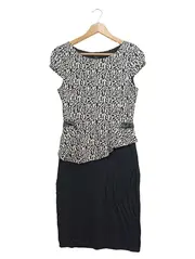 Vorschaubild 1 von Damen Etuikleid Gr. 36/S Schwarz Geometrisch Elegant Business