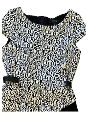 Vorschaubild 2 von Damen Etuikleid Gr. 36/S Schwarz Geometrisch Elegant Business