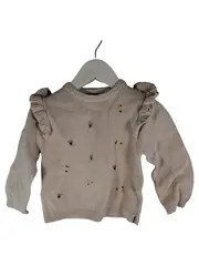Vorschaubild 1 von Mädchen Pullover Gr. 92 Beige Blumenstickerei Rüschen
