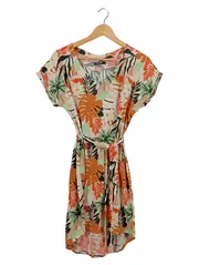 Vorschaubild 1 von Damen Sommerkleid Gr. 36/S Mehrfarbig Tropisches Muster Casual