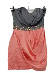 Vorschaubild 1 von Cocktailkleid Damen 38/M Rosa Grau Bandeau Elegant Strass