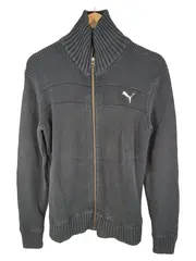 Vorschaubild 1 von Strickjacke Herren Gr. M Grau Reißverschluss Stehkragen Sportlich