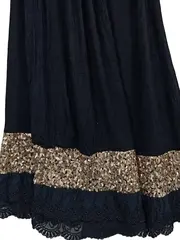 Vorschaubild 2 von Amélie & Amélie Damen Kleid Gr. 38 Schwarz Gold Pailletten Spitze Festlich