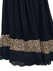 Vorschaubild 3 von Amélie & Amélie Damen Kleid Gr. 38 Schwarz Gold Pailletten Spitze Festlich