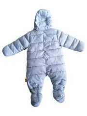 Vorschaubild 2 von Baby Schneeanzug Overall Gr. 62 Blau Kapuze Teddy-Applikation