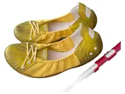 Vorschaubild 2 von Damen Ballerinas Gelb Gr. 36 Leder Schnürung Casual Schuhe