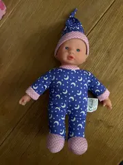 Vorschaubild 2 von Babypuppe Schlafanzug Puppe Blau Casual Sterne Mond Stoff