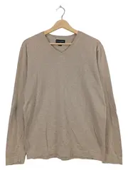 Vorschaubild 1 von Pullover Herren V-Ausschnitt Beige Gr. M Baumwolle Meliert