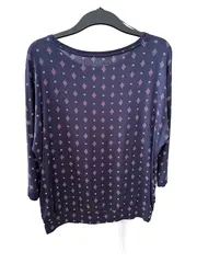 Vorschaubild 2 von Damen Langarmshirt Blau Grafisch Gr. 36/S Rippstrick 3/4 Arm