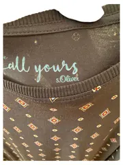 Vorschaubild 6 von Damen Langarmshirt Blau Grafisch Gr. 36/S Rippstrick 3/4 Arm