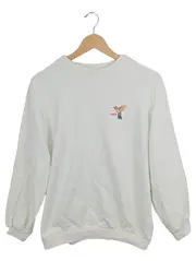 Vorschaubild 1 von Damen Pullover Sweatshirt Kolibri-Aufdruck Gr. 32/XXS Weiß Casual