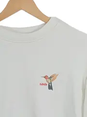 Vorschaubild 4 von Damen Pullover Sweatshirt Kolibri-Aufdruck Gr. 32/XXS Weiß Casual