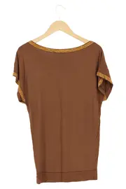 Vorschaubild 2 von Bluse Damen 36/S Braun Elegant Bohemian Pailletten Kurzarm