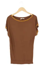 Vorschaubild 1 von Bluse Damen 36/S Braun Elegant Bohemian Pailletten Kurzarm