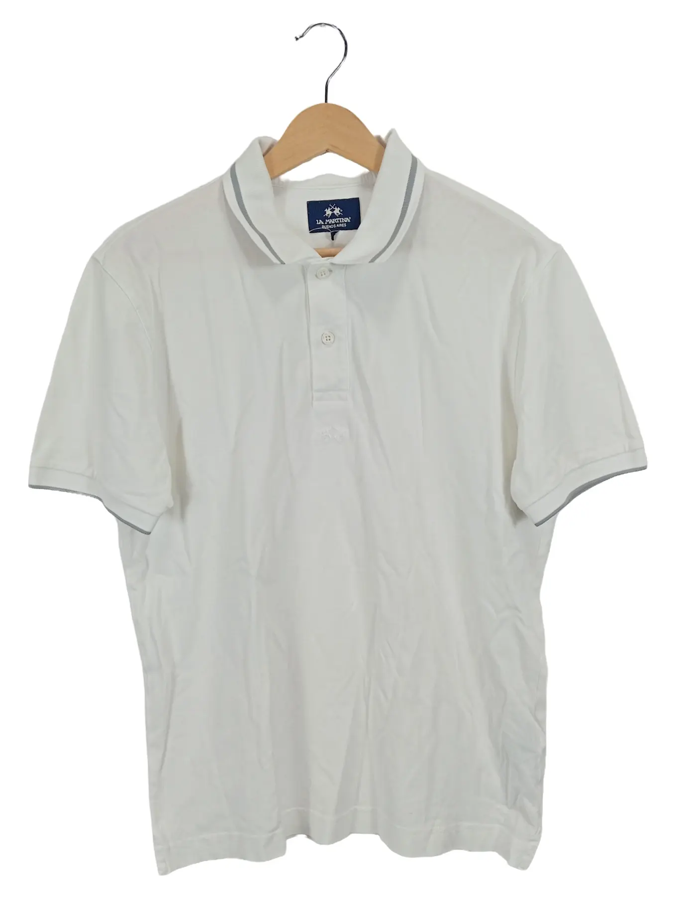 LA MARTINA Herren Poloshirt Weiß Gr. M Baumwolle Kurzarm Casual