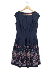 Vorschaubild 1 von Damen Freizeitkleid Gr. 38 Blau Feminin Paisley Muster Baumwolle