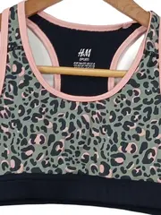 Vorschaubild 4 von Sport BH Mädchen Gr. 152 Leopardenmuster Rosa Grün Racerback