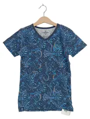 Vorschaubild 1 von Kinder T-Shirt Kurzarm Blau Florales Muster Logo Print Gr. 128 140