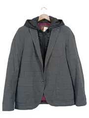 Vorschaubild 1 von Herren Sweatjacke Grau Kariert Kapuze Gr. 52 XL