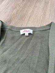 Vorschaubild 3 von Damen Strickjacke Cardigan Gr. 34/XS Oliv Langarm offen