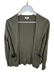 Vorschaubild 1 von Damen Strickjacke Cardigan Gr. 34/XS Oliv Langarm offen