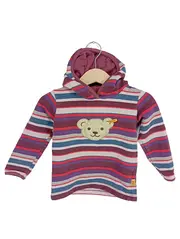 Vorschaubild 1 von Kinder Kapuzenpullover Gr. 86 Mehrfarbig Gestreift Bären-Applikation