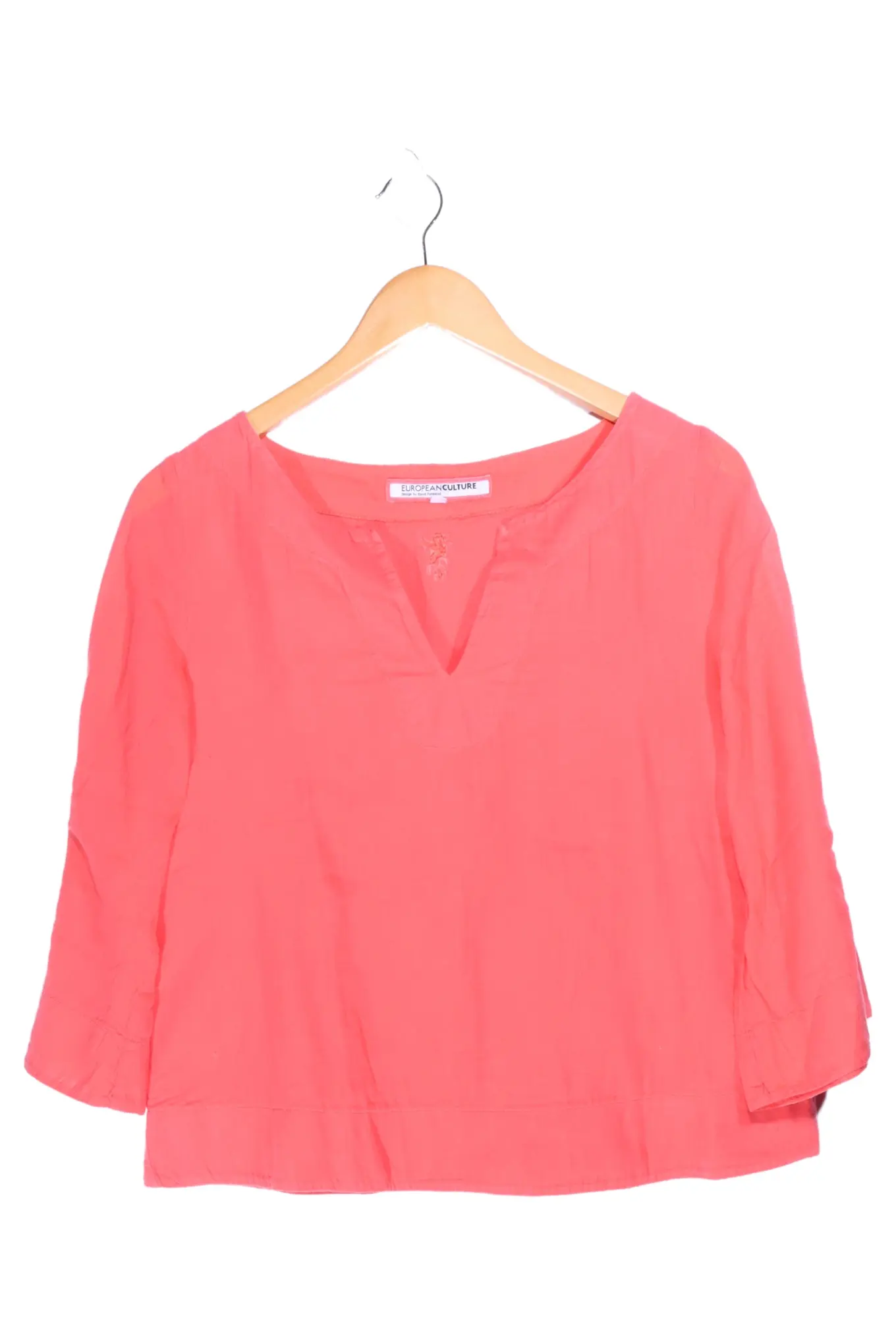 EUROPEAN CULTURE Damen Bluse Gr. 32/XS Rot Casual Elegant V-Ausschnitt