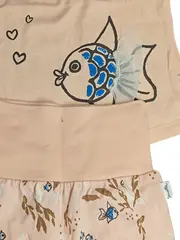 Vorschaubild 3 von Baby Set Gr. 74 Shirt Shorts Baumwolle Tiermotiv Beige Rüschen