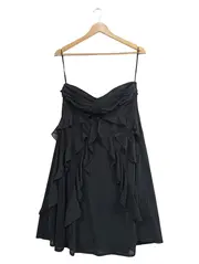 Vorschaubild 1 von Damen Abendkleid schulterfrei mit Rüschen Gr. 42/XL Schwarz Elegant