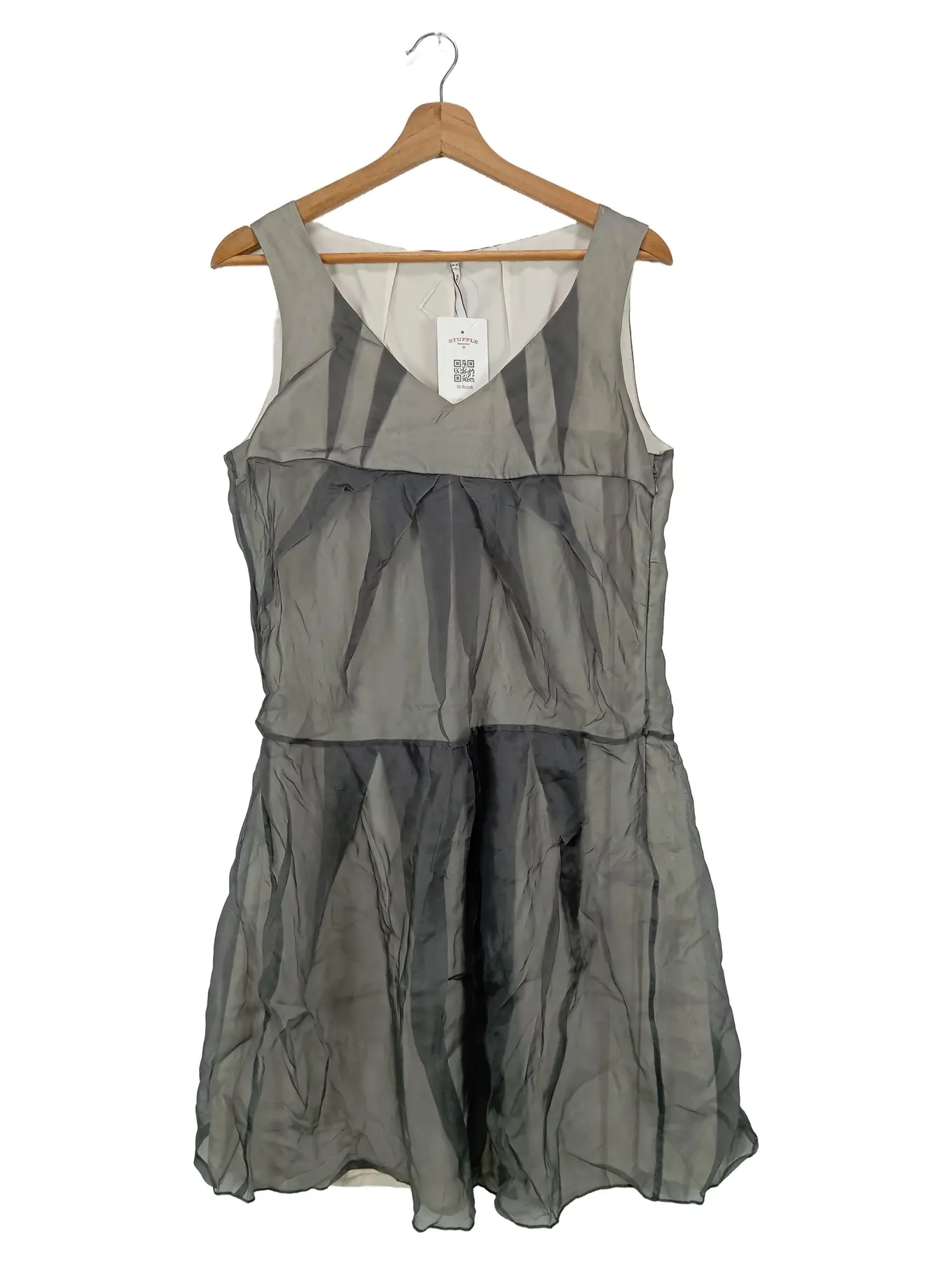 INWEAR Elegantes Festliches Kleid Damen 38/M Grau Seide Midikleid Raffungen