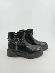 Vorschaubild 3 von Damen Stiefel Schwarz Gr. 40 Chunky Boots mit Schnalle Reißverschluss