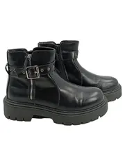 Vorschaubild 1 von Damen Stiefel Schwarz Gr. 40 Chunky Boots mit Schnalle Reißverschluss