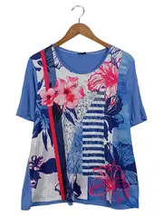 Vorschaubild 1 von Damen T-Shirt Blumenmuster Mehrfarbig Gr. 44/XXL Casual