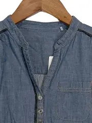 Vorschaubild 2 von Damen Hemdbluse Denim Blau Casual Einheitsgröße Knopfleiste Brusttasche