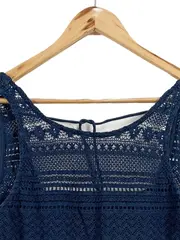 Vorschaubild 2 von Damen Top XL Blau Häkelspitze Baumwolle Sommertop Ärmellos