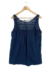 Vorschaubild 1 von Damen Top XL Blau Häkelspitze Baumwolle Sommertop Ärmellos